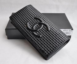 Replica Chanel 20322 Grid pattern Bi-Fold Black Wallet